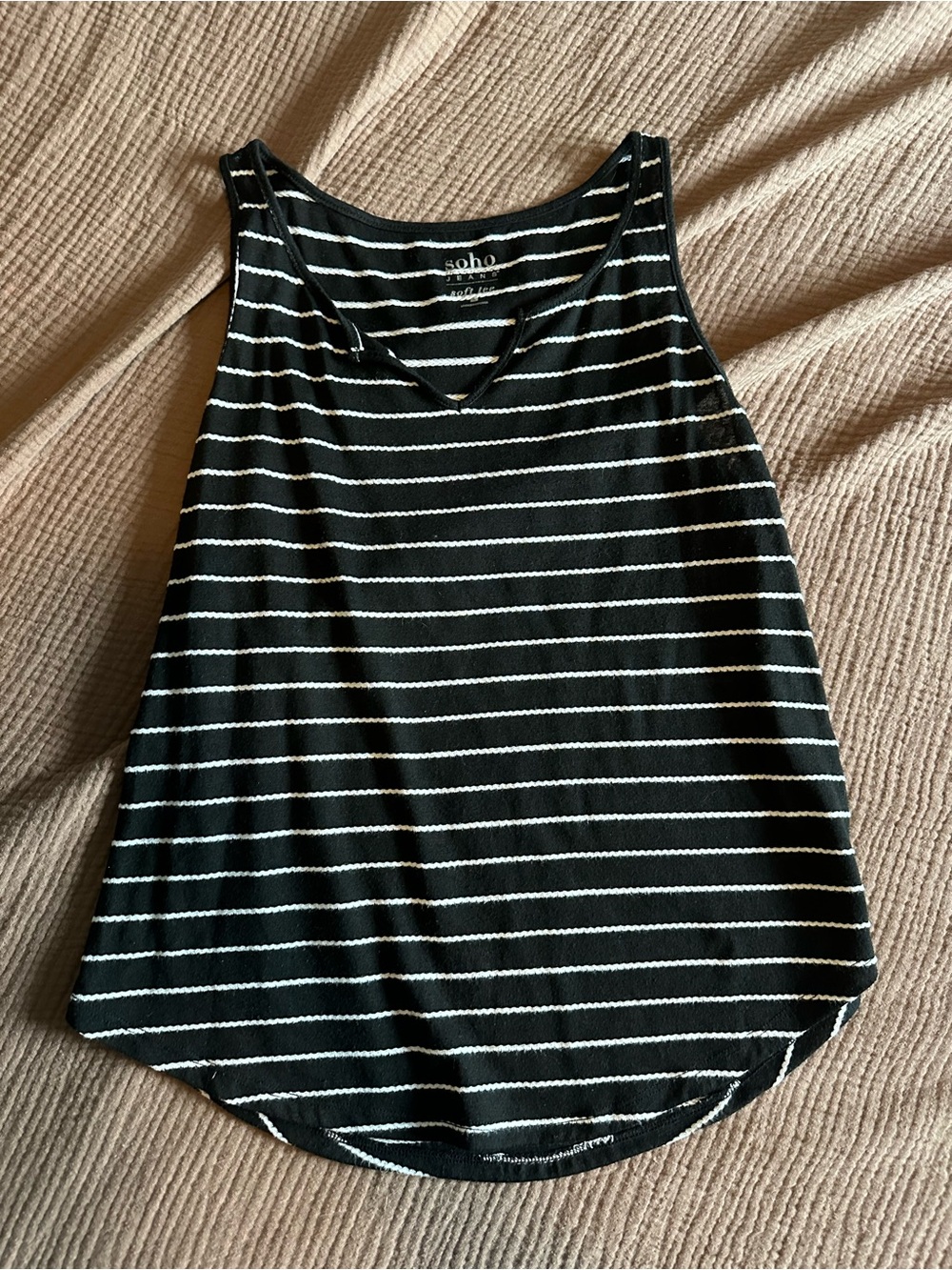 Soho Black and White Striped Tank